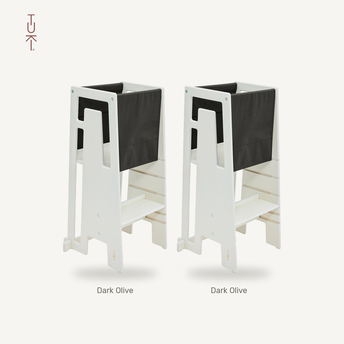 Tuki Startertuch Duo: zweimal Dark Olive am Lernturm