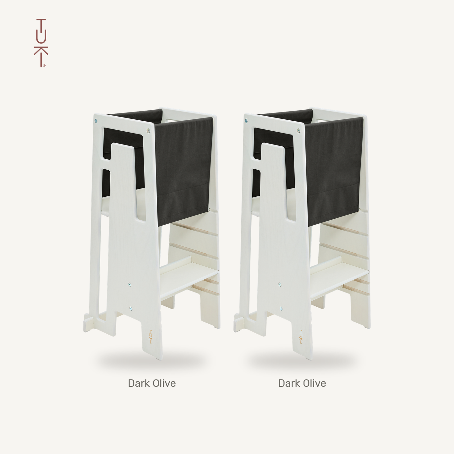 Tuki Startertuch Duo: zweimal Dark Olive am Lernturm