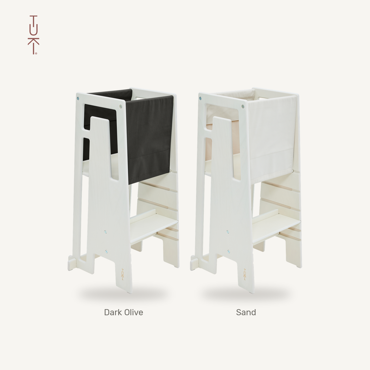 Tuki Startertuch Duo: Dark Olive und Sand am Lernturm