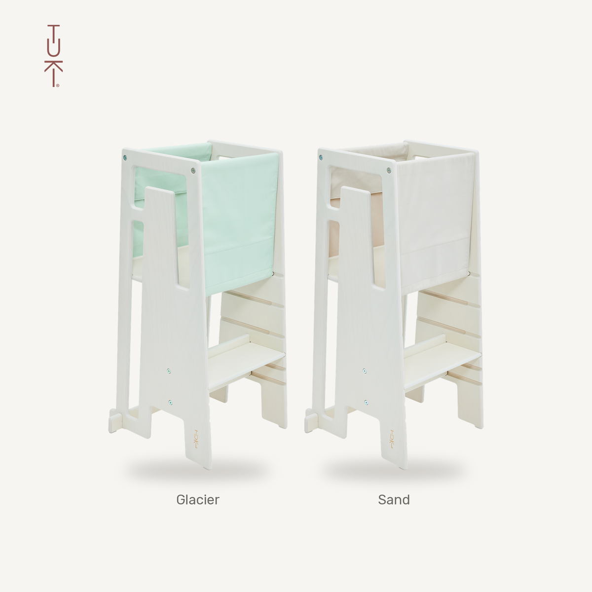 Tuki Startertuch Duo: Glacier und Sand am Lernturm