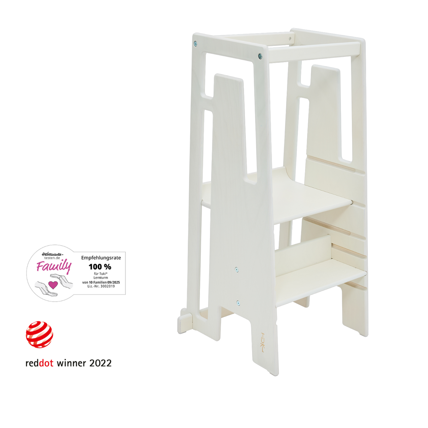 Tuki Lernturm Whitewash, Red Dot Design Award und 100 Prozent Hebammen-Empfehlung