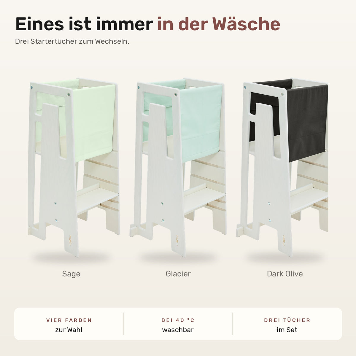 Tuki® Startertuch Trio – Sage, Glacier, Dark Olive