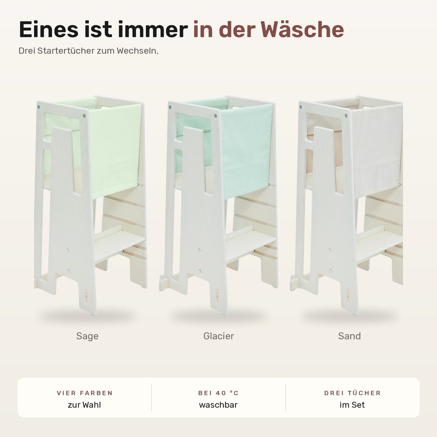 Tuki® Startertuch Trio – Sage, Glacier, Sand