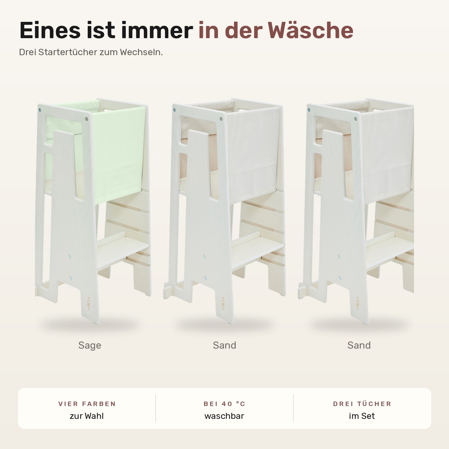 Tuki® Startertuch Trio – Sage, Sand, Sand