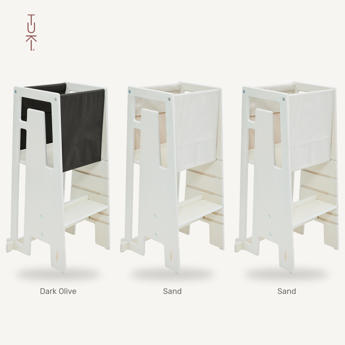 Tuki Startertuch Trio: Dark Olive, Sand und Sand am Lernturm
