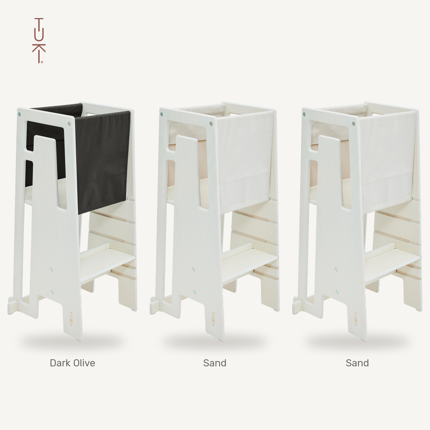 Tuki Startertuch Trio: Dark Olive, Sand und Sand am Lernturm
