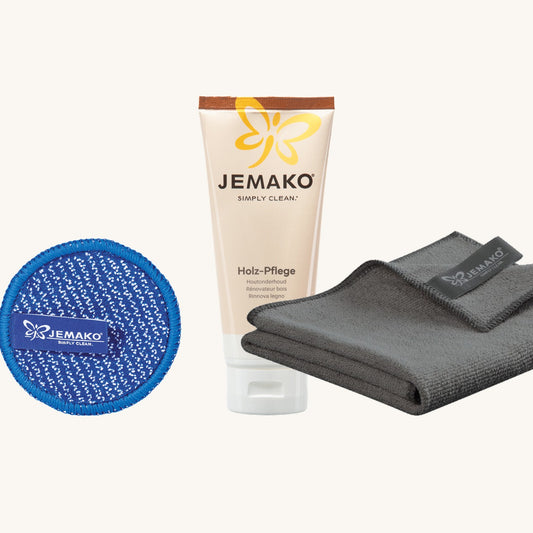Tuki Holzpflege-Set: JEMAKO Holz-Pflege, DuoPad mini und Profituch Plus S